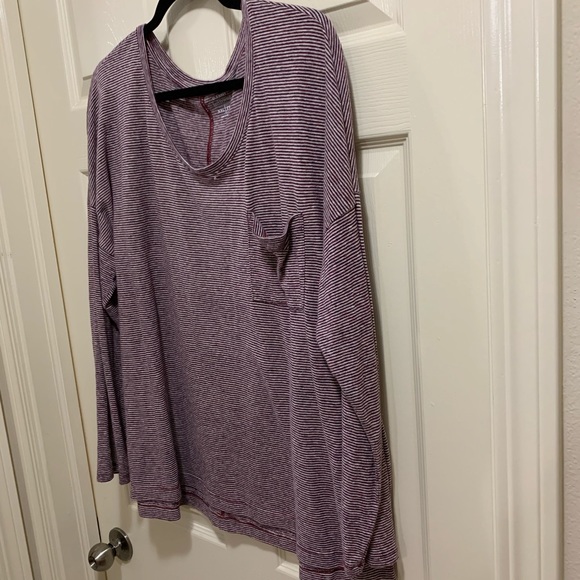 Old navy boyfriend linen blend maroon stripe XXL - Picture 3 of 4